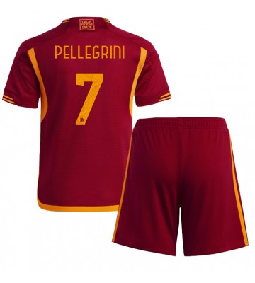 AS Roma Lorenzo Pellegrini #7 Koszulka Podstawowych Dziecięca 2023-24 Krótki Rękaw (+ Krótkie spodenki)